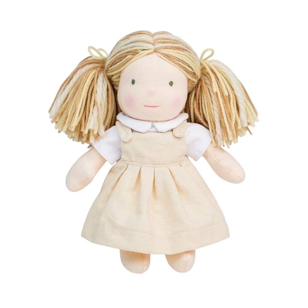 Lulujo Soft Cloth Doll Blonde Pigtails Yellow Dress Toddler Baby Toy